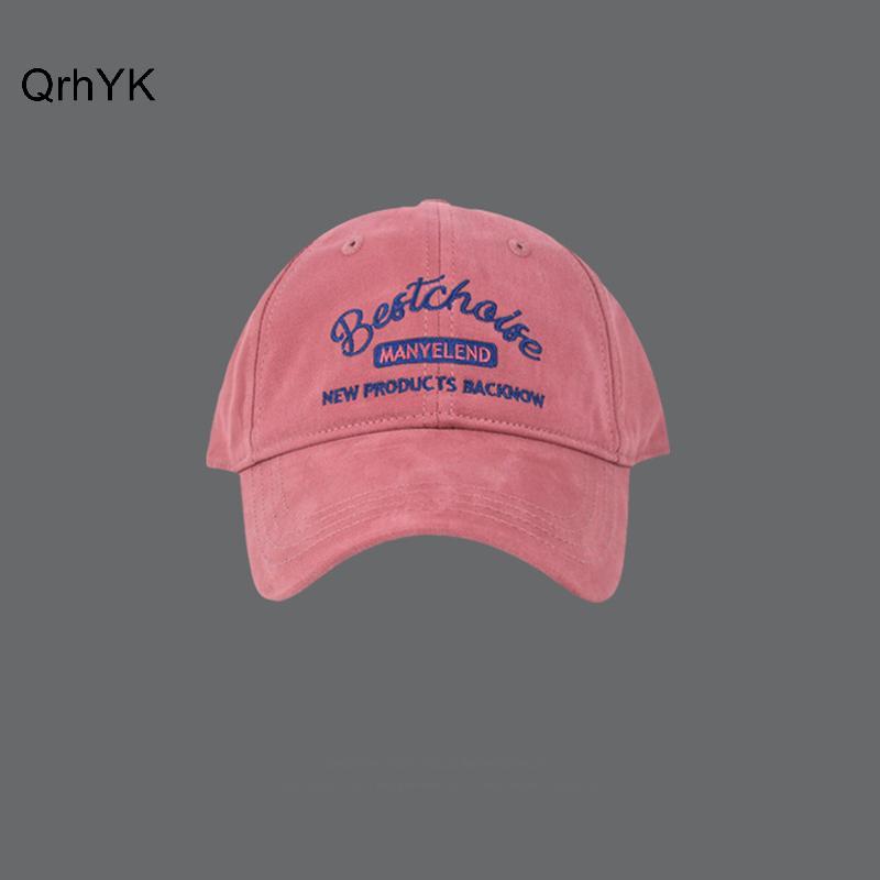 Mũ bóng chày nữ màu hồng thêu cute, chất liệu cotton mềm mại, phù hợp hoạt động ngoại trời và chống nắng theo phong cách Hàn Quốc.