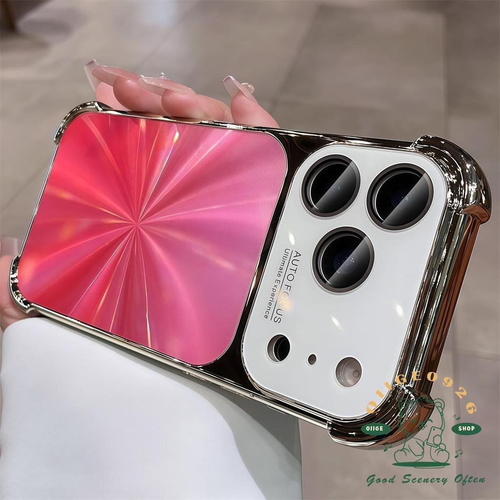 【 Ốp lưng iPhone17 】 Túi khí bốn góc mạ gradient họa tiết CD Vỏ điện thoại iphone17 Pro Max 16 15 14 13 cho vỏ iPhone Vỏ mềm silicon TPU chống sốc