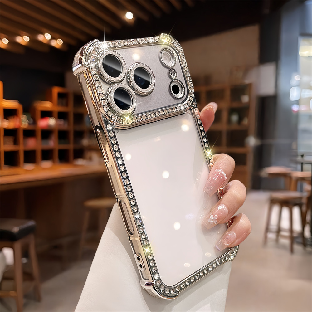 Ốp điện thoại trong suốt chống rơi kim cương Flash cho iPhone 17 Pro Max 16 13 14 15 pro max Bao gồm tất cả bảo vệ ống kính máy ảnh vỏ mềm Vỏ bảo vệ vỏ điện thoại