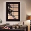tranh treo tường cửa sổ giả decor phòng khách họa tiết bóng cây ánh sáng chữa lành tranh vải canvas trang trí bàn làm việc