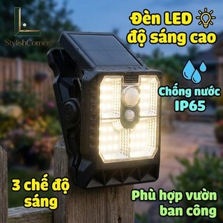 Cảm Biến Chuyển Động Năng Lượng Mặt Trời Kẹp Đèn LED Trắng Ấm IP65 Sân Vườn Ban Công Sân Ngoài Trời ABS