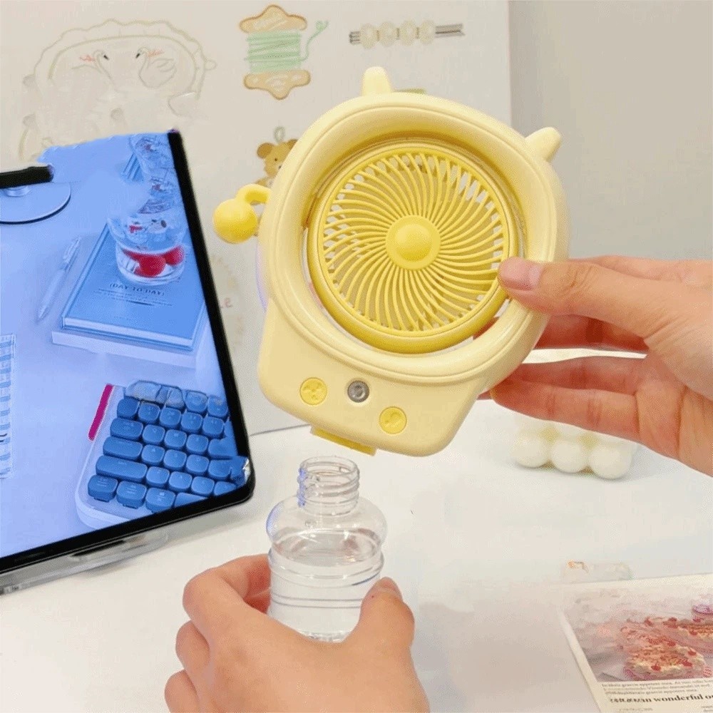 Quạt phun làm mát máy tính để bàn di động LACYES, Máy phun sương nhẹ nhàng hoạt động tiếng ồn thấp Quạt tạo độ ẩm yên tĩnh, Thiết kế phong cách nhỏ gọn Trang trí quạt bàn gió thoải mái cho 500mAh