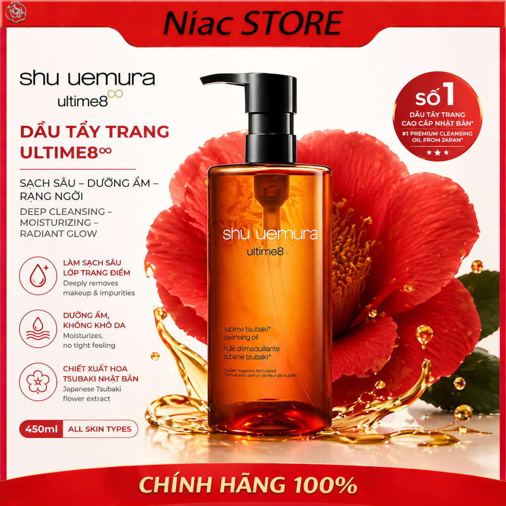 [Chính Hãng] Shu Uemura Advanced Ultime8 Sublime Tsubaki Cleansing Oil 450ml Làm Sạch Sâu Fullsize