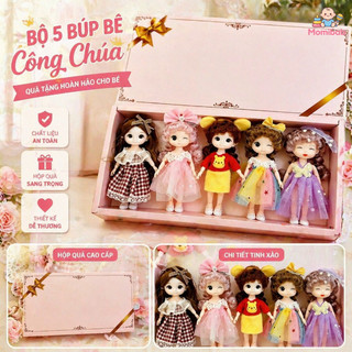 Set 5 búp bê baby 17cm, mắt vẽ 3D, khớp chuyển động linh hoạt – Quà sinh nhật ý nghĩa cho bé gái yêu thích công chúa