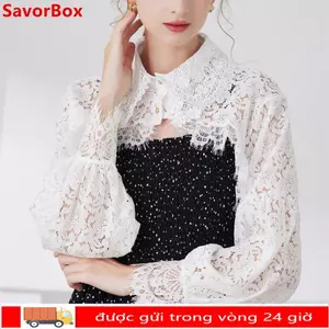 Khăn choàng chống nắng SAVORBOX, Cổ áo giả hoa voan, Phụ kiện quần áo ren dễ thương dành cho nữ