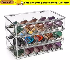Hộp đựng kính râm ESSENCEH, Hộp đựng kính 5 lưới trong suốt, Hộp đựng kính mắt lệch chống bụi