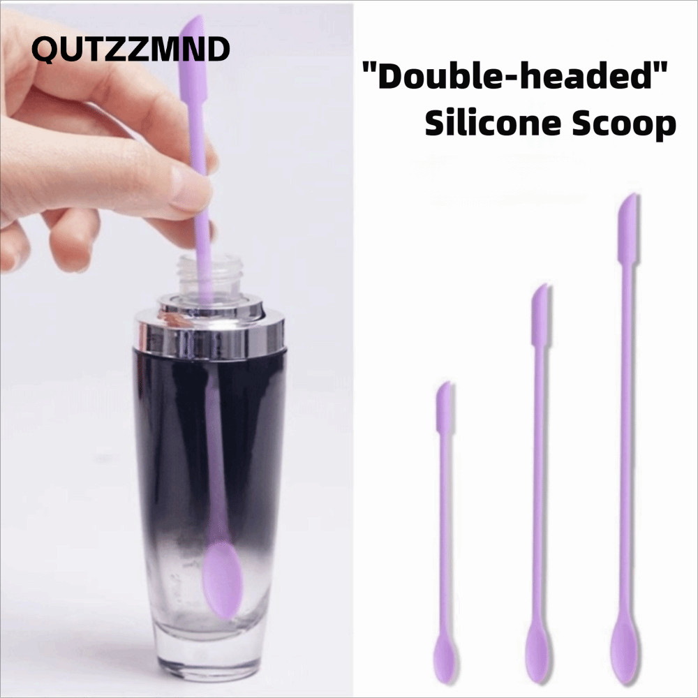 QUTZZMND 3 chiếc Dụng cụ cạo silicon, Thìa đào mỹ phẩm Mini hai đầu, Bộ cọ trang điểm mặt mềm kéo dài di động