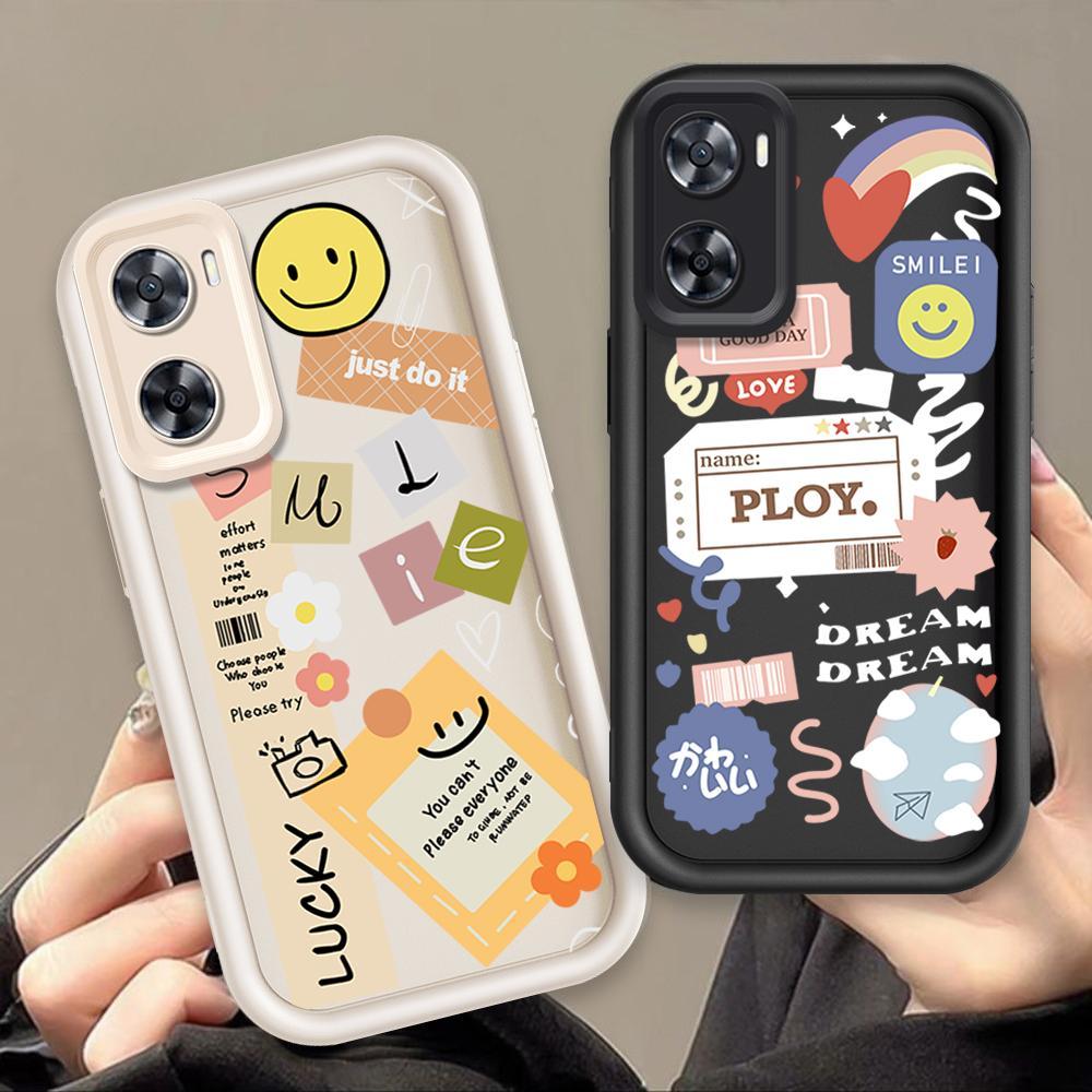 Ốp Cho OPPO A57 4G A77 4G A77S 4G Phim Hoạt Hình Silicon Màu Kẹo Vỏ Điện Thoại Mềm Nhãn TPU Nụ Cười Hoa Mắt Thiên Thần Ốp Lưng Chống Sốc