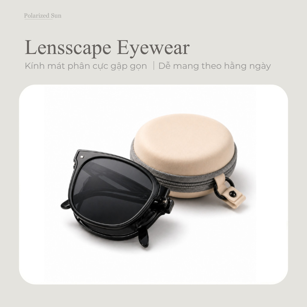 Lensscape Kính mát phân cực gập gọn gọng TR90 dễ mang theo dùng ban ngày