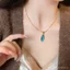 Xanh Dương ~ Retro Giọt Nước Mặt Dây Chuyền Vòng Cổ Nữ Thoáng Mát Cao Cấp Ánh Sáng Sang Trọng Dây Chuyền Áo Len Sang Trọng Sang Trọng Phụ Kiện Phù Hợp