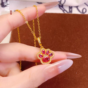 Tinh Tế Cát Vàng Full Kim Cương Mèo Con Móng Vuốt Mặt Dây Chuyền Vòng Cổ Nữ Ánh Sáng Sang Trọng Dễ Thương Dễ Thương Móng Vuốt Dây Chuyền Quà Tặng Tặng Tặng