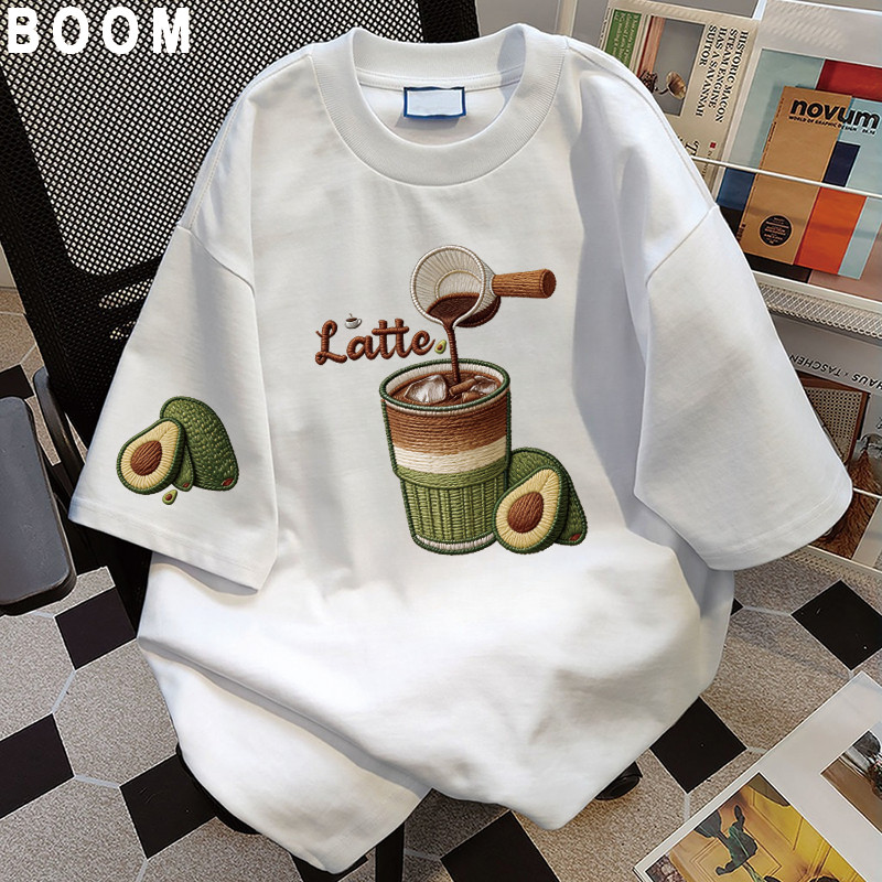BOOM Áo thun nữ kiểu hàn quốc form rộng tay lỡ cổ tròn cotton Mát-Hè hot trend in cách dễ thương Áo phông form vừaV17