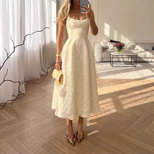 Phụ Nữ Chữ A Váy Mùa Hè Mới Chắc Chắn Gợi Cảm Lưng Sling Đầm Maxi Dạo Phố Thời Trang Thường Ngày Ôm Đầm Nữ