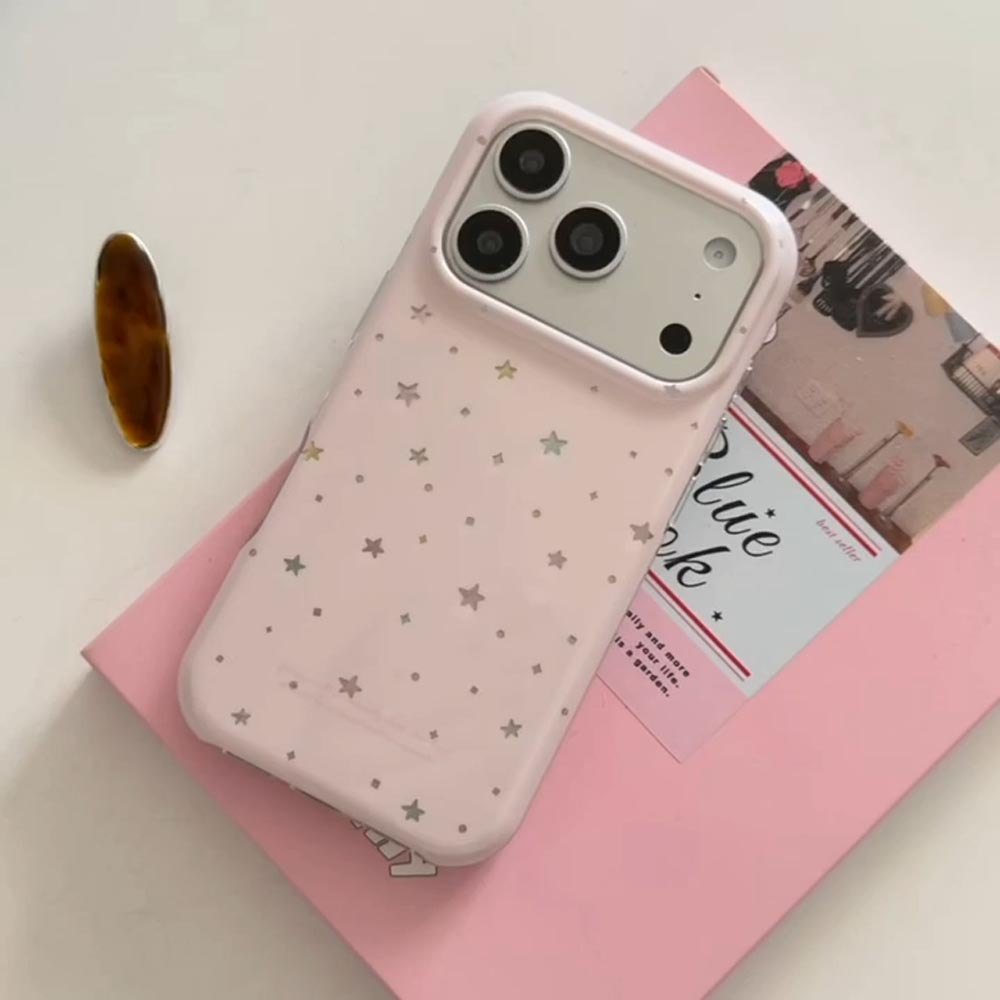 Ốp Lưng Cứng Tương Thích Với iPhone 13 14 14Pro 14ProMax 15 15Pro 15ProMax 16 16Pro 16ProMax 17 17Pro 17ProMax Ốp Họa Tiết Ngôi Sao Màu Hồng
