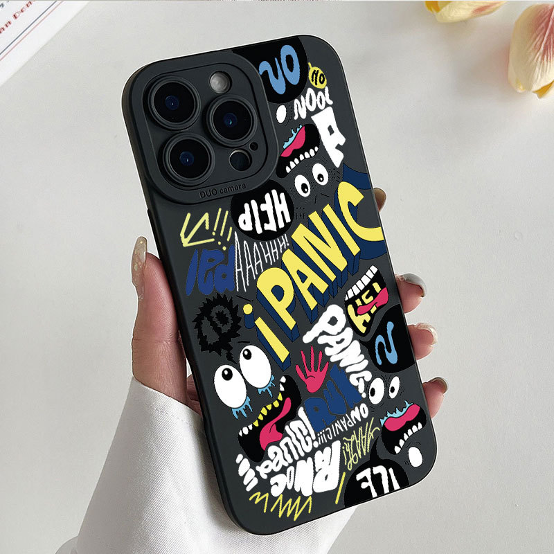Ốp lưng iPhone Case i Panic Pattern Silicone Camera Case - iP 7/8/X/XS/XR/11/12/13/14/15/16/17/Plus/Air/Pro/Max