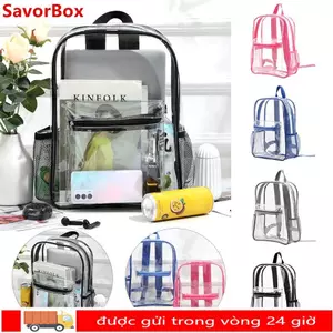 SAVORBOX Ba lô PVC, Ba lô trong suốt dung tích lớn thiết kế sang trọng, Túi đeo vai chống nước du lịch Thể thao ngoài trời