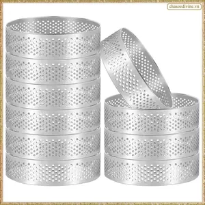 10 Chiếc Tròn Thép Không Gỉ Tart Nhẫn Tháp Bánh Khuôn Đục Lỗ Bánh Mousse Nhẫn, 8cm