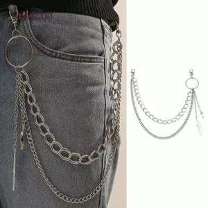 AqToCna Punk Lá Hình Dây Xích Cho Quần Jean Váy Quần Cá Tính Quần Dây Xích Nam Nữ Hip Hop Lông sel Mặt Dây Chuyền Trang Trí AqToCna