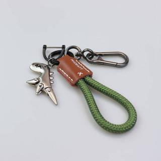KUZHEN Móc khóa xe máy khủng long dễ thương có dây dệt bằng da Mặt dây chuyền kim loại cho túi HOT