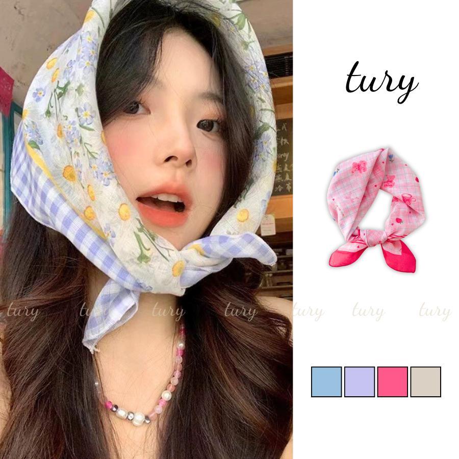 Khăn Lụa Chiffon Nữ 60 - Tury - Khăn Lụa Tone Pastel Hoa Dễ Thương - ST008