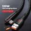 Cáp dữ liệu sạc nhanh an toàn 120W dệt 90° Thiết kế khuỷu tay Cáp dữ liệu sạc 0.25M / 1.5M / 2M USB sang Type C Cáp dữ liệu sạc cho điện thoại Power Bank