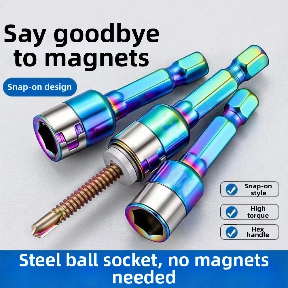 AWNGD 1 / 5 Cái Tay tuốc nơ vít khí nén, Ổ cắm nhiều màu sắc có độ cứng cao 8mm, Ổ cắm chuôi lục giác loại kẹp chống mài mòn đa năng cho tuốc nơ vít khí nén