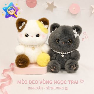 Mèo Sang Trọng Đồ Chơi Ngọc Trai Mềm Lông Tơ Thú Nhồi Bông Dễ Thương Quà Tặng Trang Trí Gối Phòng Ngủ Sofa Kawaii