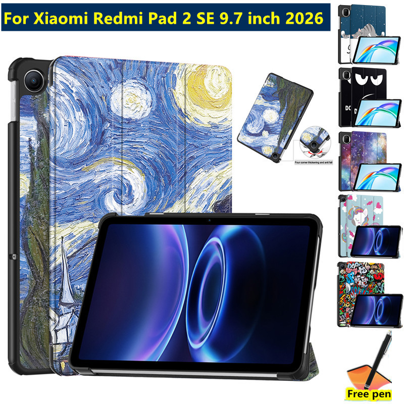 Ốp điện thoại Cho Xiaomi Redmi Pad 2 SE 9.7 Inch 2026 Redmi Pad 2 9.7 Inch PU Có Thể Điều Chỉnh Gấp Đứng Mềm TPU Mặt Sau Vỏ Chống Sốc Vỏ Bảo Vệ