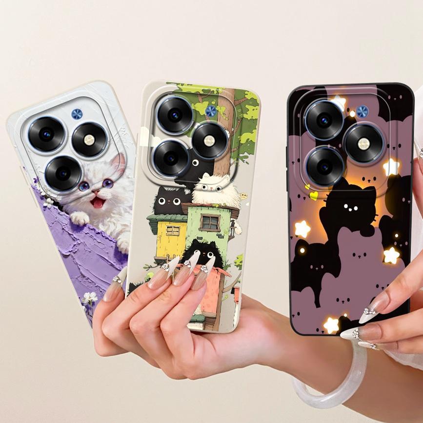 Dành Cho Infinix Hot 40i Ốp Điện Thoại Infinix X6528B Mèo Dễ Thương Hoạt Hình Thỏ Tranh Trường Hợp Chống Sốc Bảo Vệ Silicon Mềm Vỏ