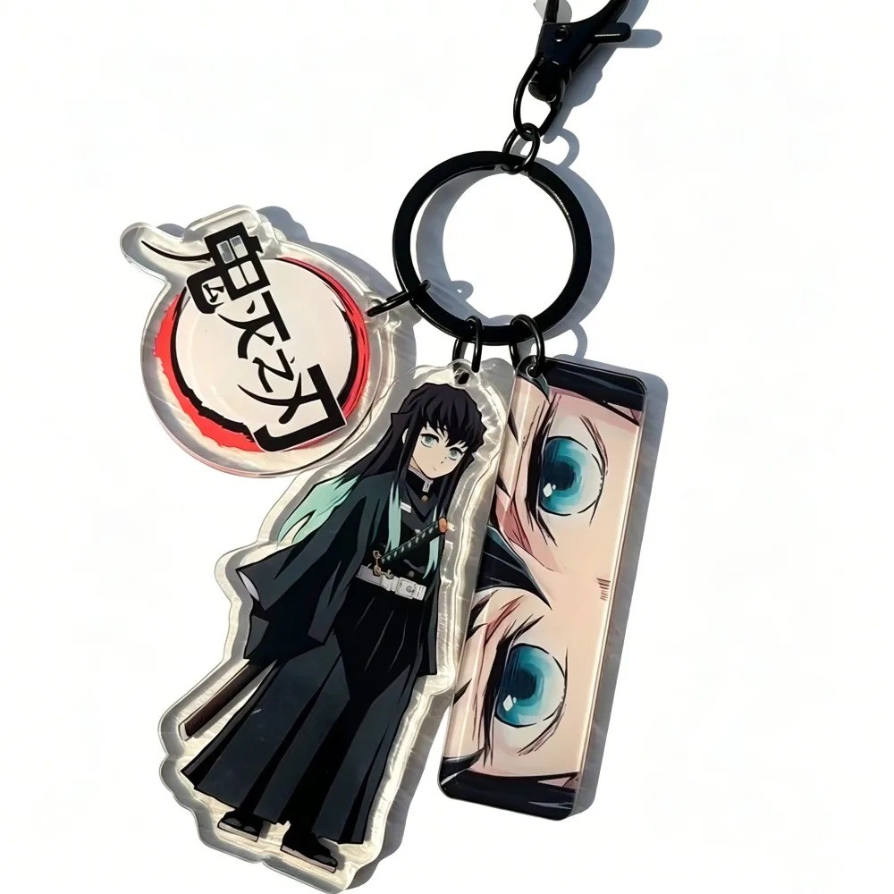Demon Slayer Móc Khóa Acrylic Rengoku Tomioka Giyuu Sáng Mắt Hình Chữ Nhật Hai Mặt Họa Tiết Ba Lô Dây Xích Quà Tặng Giáng Sinh