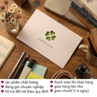Thiệp Chúc Mừng May Mắn Good Luck Mini Cỏ 4 Lá Tối Giản Dễ Thương Tặng Bạn Bè Người Yêu Timo GQ74