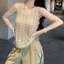 Áo Vest dệt kim rỗng không tay, Thiết kế lưới thoáng khí, Trà sữa mơ dáng rộng, Phong cách cô gái phong cách mới mùa hè 2026