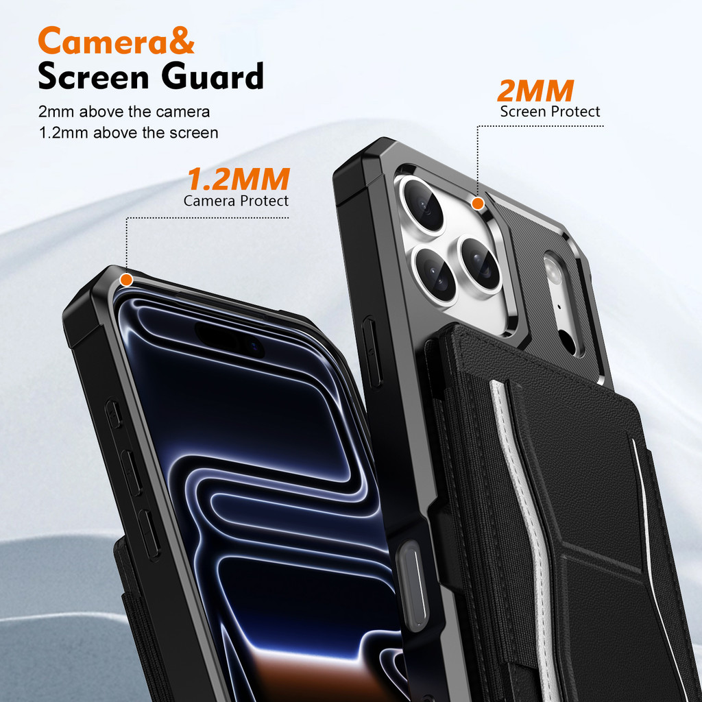 Ốp Điện Thoại Ví Lật Da Sang Trọng Cho IPhone Air 17 16 15 Plus 14 13 12 11 Pro Max Có Khe Cắm Thẻ Chống Sốc