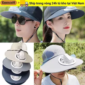 Mũ quạt sạc ESSENCEH, Mũ câu cá chống tia cực tím vành lớn, Tấm che nắng di động có thể sạc lại Mũ bảo vệ chống nắng Mũ nam nữ