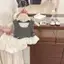 Bé Gái Tay Ngắn Phù Hợp Với Mùa Hè Phong Cách Mới Trẻ Em Ren Khâu Vest Bud Quần Short Hai Mảnh Phù Hợp Với