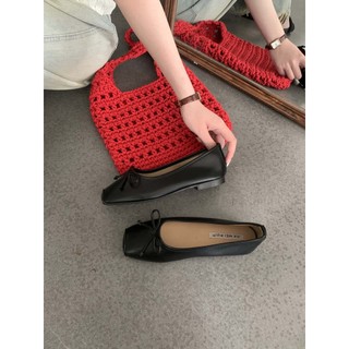 Retro Nhẹ Nhàng Nơ Thấp Gót Mềm Giày Đơn Giày Da Nhỏ Slip-On Đi Lại Lợn Miệng Giày Xuân Hè Giày Nữ Pháp