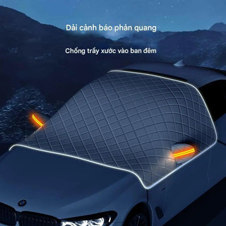 Tấm Bạt Che Nắng Kính Lái Ô Tô 4 Lớp PEVA Có Nam Châm Ẩn + Dây Chằng + Chụp Gương Phản Quang  AIMVUKES