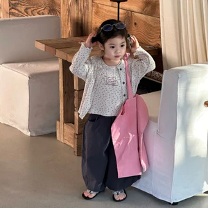 2026 Phong Cách Mới Quần Áo Trẻ Em Bé Gái Full In Hoa Đan Cardigan + Áo Vest Bộ 2 Mảnh