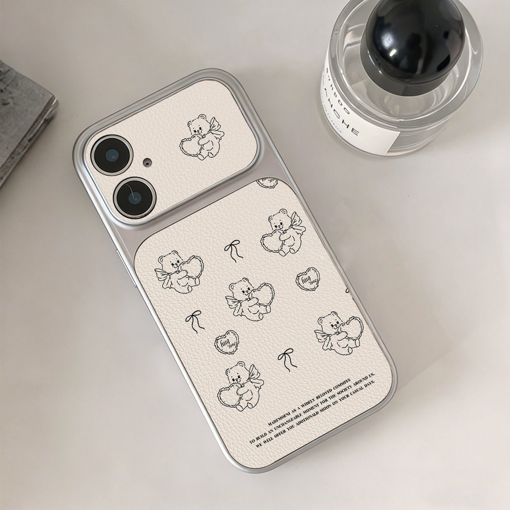 Vỏ iPhone thiên thần gấu thiết kế trọn gói cửa sổ lớn phù hợp 17, 16 Pro Max, 15, 14,