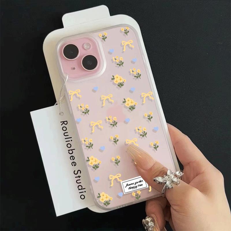 Hoa nơ vàng cho trường hợp iPhone 17pro iPhone 15/14/13pro Skin Scrub