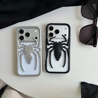 Ốp điện thoại mờ hình nhện rỗng 3D sáng tạo cho iPhone 17 16 15 14 13 Pro Max 17PM 16Plus