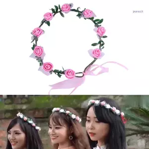 Floral Crown Headband Flower Garland Hair Accessory for Bridal Women and Girls