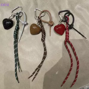 SAIA Túi Mặt Dây Chuyền Đồ Trang Trí, Móc Khóa Dây Da Trái Tim Y2K, Thời Trang Handmade Anh Đào Nơ Điện Thoại Di Động Dây Quà Tặng