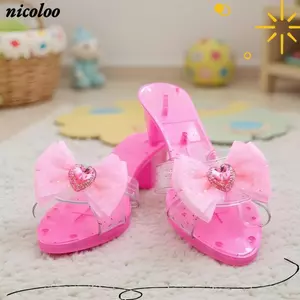 Giày pha lê công chúa NICOLOO, Dụng cụ trang trí dịp đặc biệt cho đồ chơi trẻ em hóa trang sân khấu, Mô phỏng trang điểm Giả vờ chơi trò chơi tại nhà Cosplay Prop Giày cao gót
