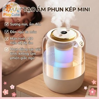 Máy Tạo Độ Ẩm Mini Xịt Kép 2L Dung Tích Lớn Yên Tĩnh Nhiều Màu Sắc Đèn Ngủ Phòng Ngủ Văn Phòng Chạy Bằng USB