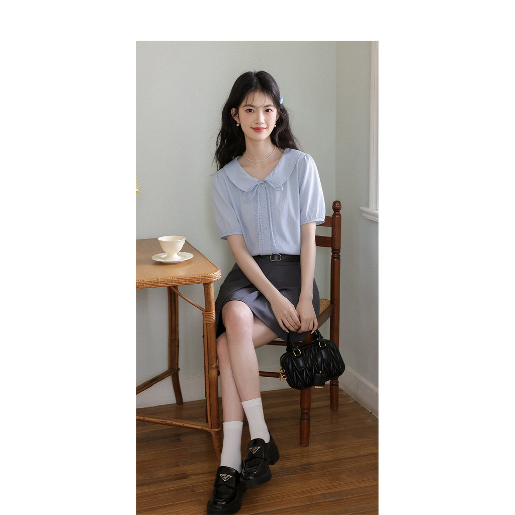 Mutu Blouse Tay Ngắn Phong Cách Búp Bê, Màu Sắc Nhẹ Nhàng Cho Mùa Hè
