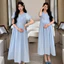Trang phục bà bầu Mùa hè Tính khí cổ tròn nấm ren ngắn tay