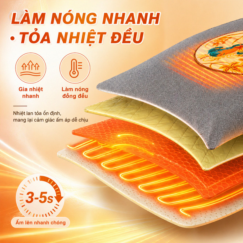 Gối Ngải Cứu Sưởi Điện Chính Hãng - Giảm Đau Cổ Vai Gáy, Thảo Dược Đông Y, Hỗ Trợ Ngủ Ngon & Tuần Hoàn Máu