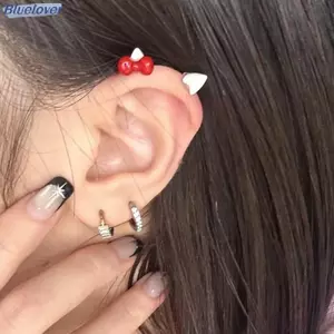 Bluelover 2 Chiếc Nơ Trái Tim Xương Tai Móng Tay Thép Titan Bông Tai Dễ Thương Cho Nữ Đâm thủng Phụ Kiện Trang Sức Mới