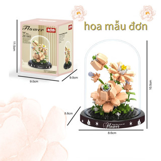 Lắp ráp hoa bất tử – Hoa hướng dương, hạt nhỏ kim cương, mô hình để bàn – Quà tặng Thất tịch, trang trí, có đế + vỏ bụi